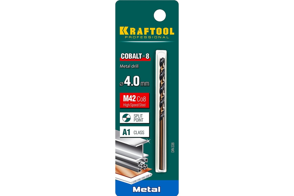 Сверло по металлу COBALT HSS-Co 8% сталь М42 (4х75 мм) Kraftool 29656-4