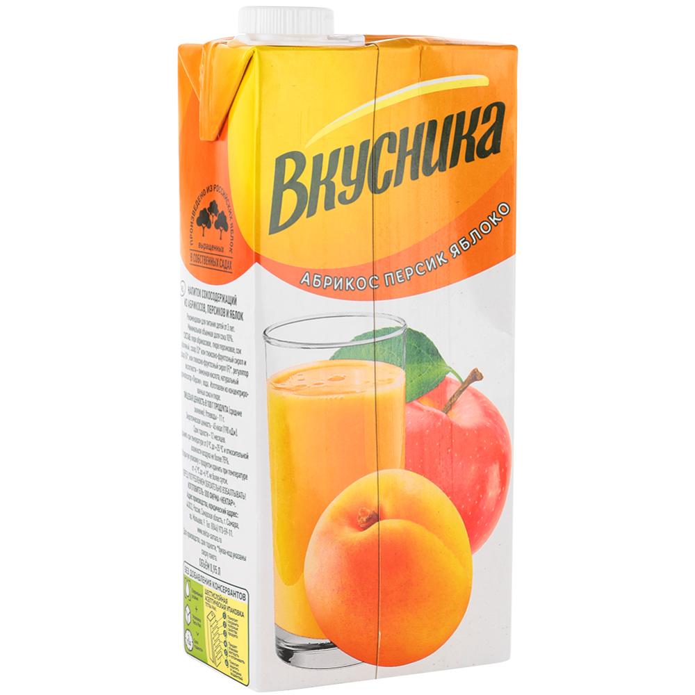 Нектар ВКУСНИКА персик+яблоко 0.95л
