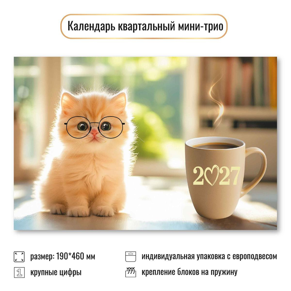 Календарь мини-трио 2027 "Кот" 9941 (Квадра)