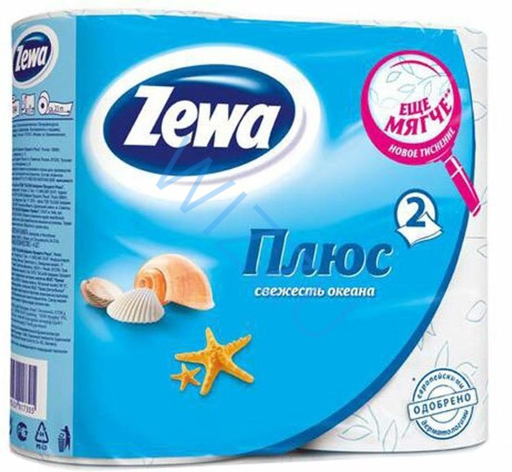 Туалетная бумага Зева Плюс 2сл 4шт Океан, шт