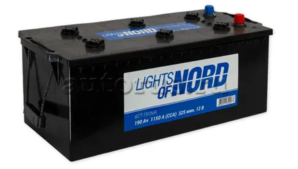 Аккумулятор 6СТ-190 А.ч., о.п., R+, Lights of Nord Standart + слева