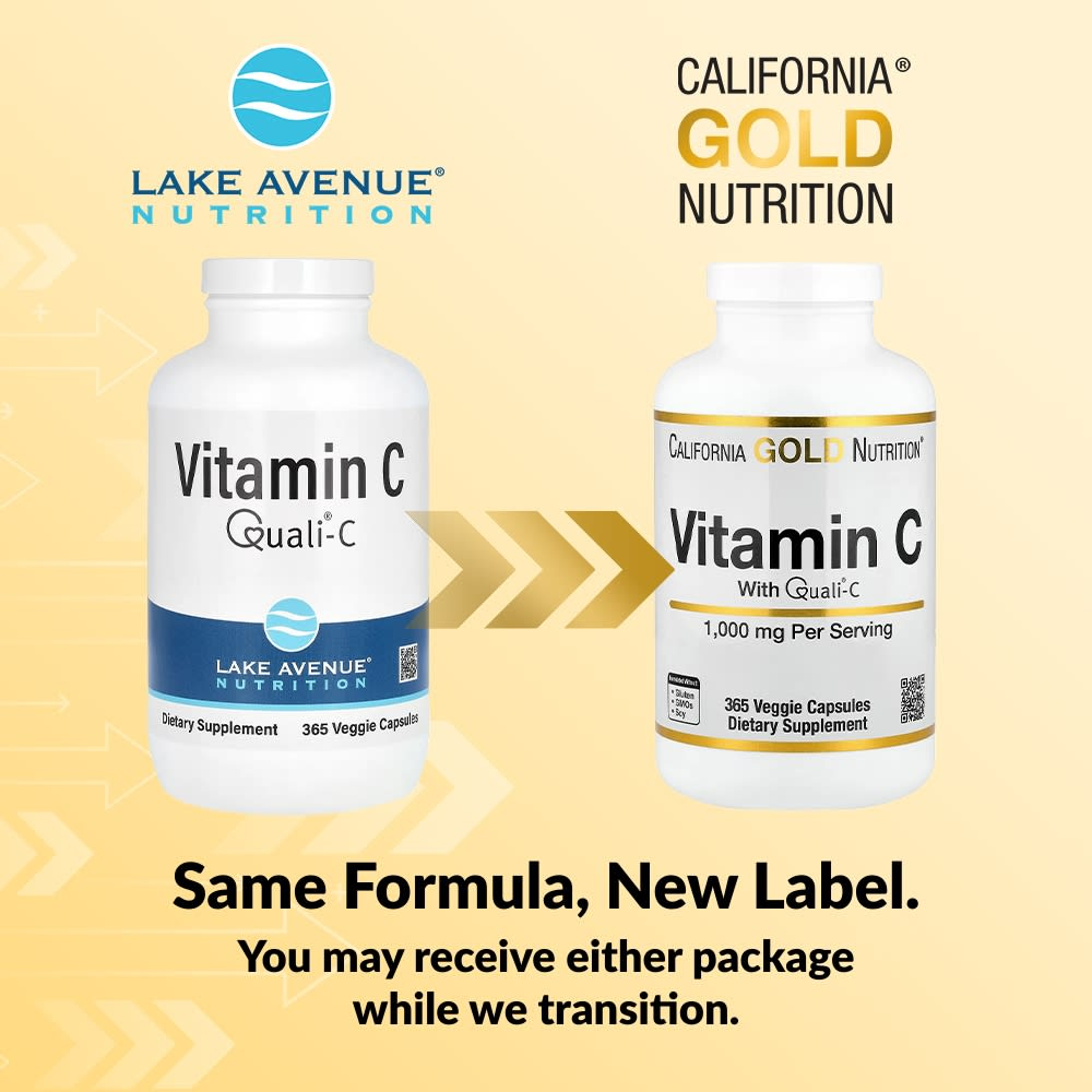 California Gold Nutrition, витамин C, Quali®-C, 1000 мг, 365 растительных капсул