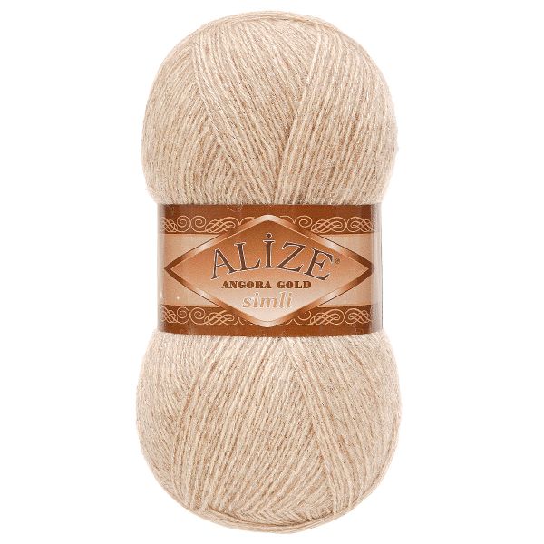Пряжа Alize (Ализе) Angora Gold Simli / уп.5 мот. по 100 г, 500м, 152 бежевый меланж A