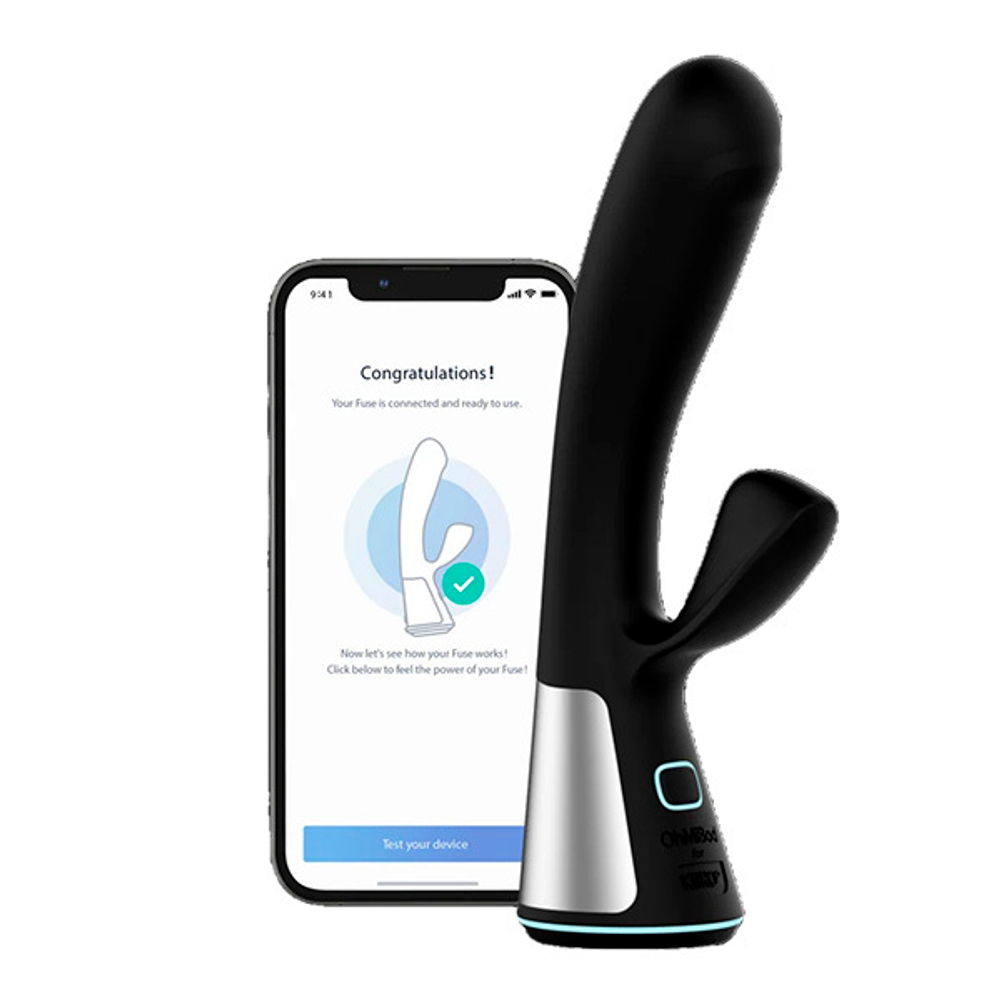 Черный интерактивный вибратор-кролик Kiiroo OhMiBod Fuse Vibrator Rabbit Black