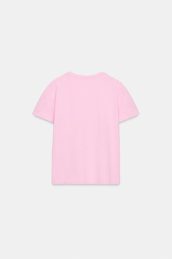 ZARA ХЛОПКОВАЯ ФУТБОЛКА В СТИЛЕ РУСТИК, РОЗОВЫЙ