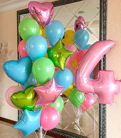 15_Букет из 25 шаров  + цифра на грузиках
