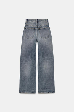 ZARA ДЖИНСЫ TRF EXTRA WIDE-LEG С ВЫСОКОЙ ПОСАДКОЙ, СЕРО-СИНИЙ