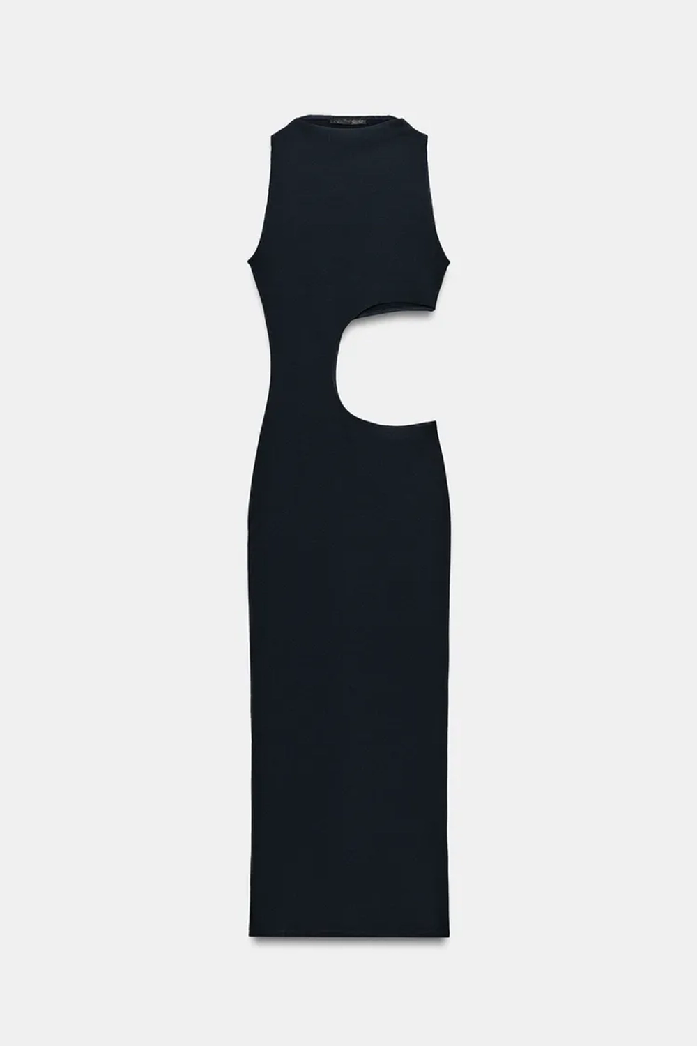ZARA ЭЛАСТИЧНОЕ ПЛАТЬЕ МИДИ С РАЗРЕЗОМ, СИНИЙ