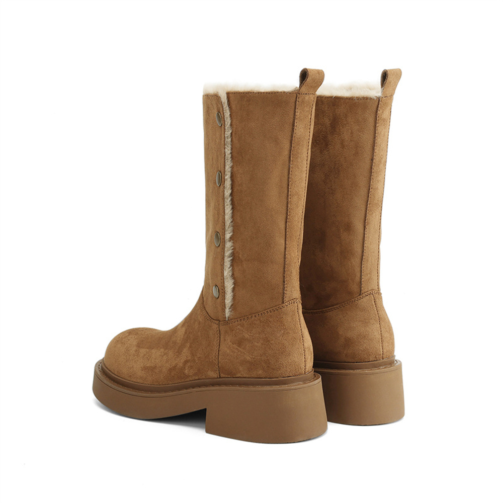 JOSINY Northeast Insulated Shoes Snowfield Outerwear, Knee High Boots Heel Height 4.8cm Women"s Camel
