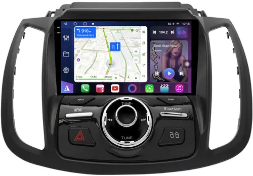 Магнитола для Ford Kuga 2 2017-2019 (SYNC 3, рамка с кнопками тип 2) - FarCar S500-TS18 монитор 9.5" QLED на Android 14, CarPlay, 4G SIM-слот