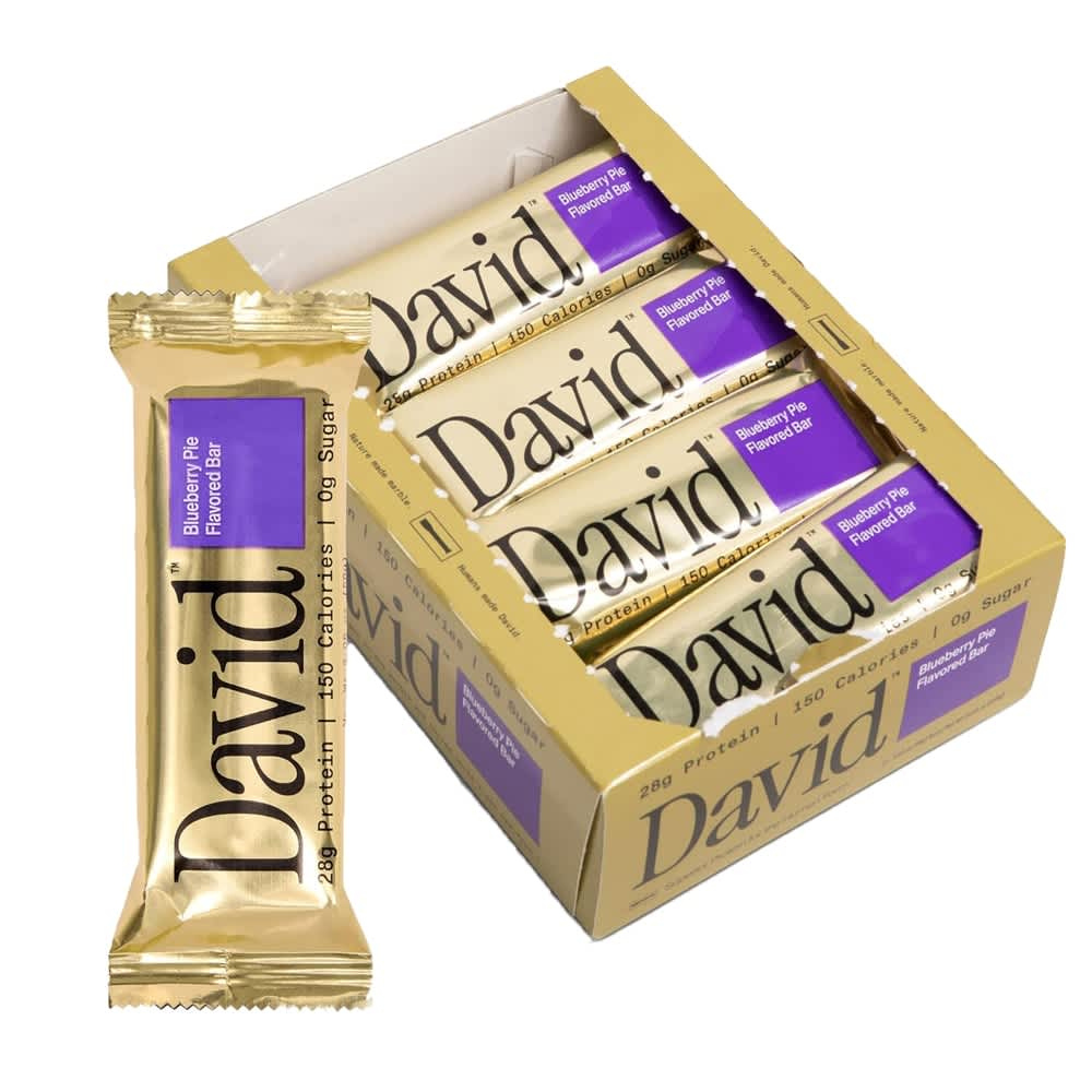 David Protein , Protein Bar, Blueberry Pie, 12 Bars, 2.19 oz (62 g) Each
