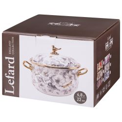 КАСТРЮЛЯ LEFARD ЭМАЛИРОВАННАЯ С КРЫШКОЙ, СЕРИЯ ФЛАНДРИЯ, 4,8Л, ДИА.22СМ