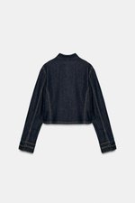 ПРИТАЛЕННАЯ ДЖИНСОВАЯ КУРТКА TRF С ЗАСТЕЖКОЙ НА ТЕСЬМУ — ZARA