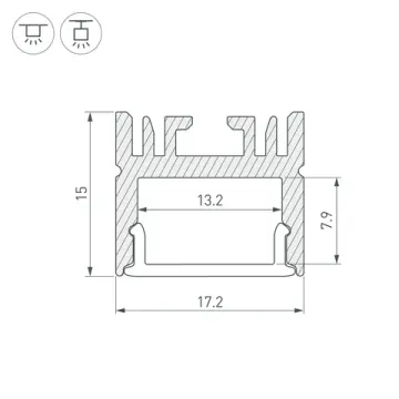 Профиль для контурной подсветки 2м 046076 серебристый LINE-1716-2000 ANOD Arlight
