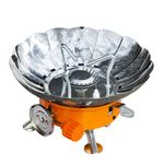 Мини-плита туристическая газовая к цанговому баллону, с пьезоподжигом, с ветрозащитой, круглая., 73-0-021