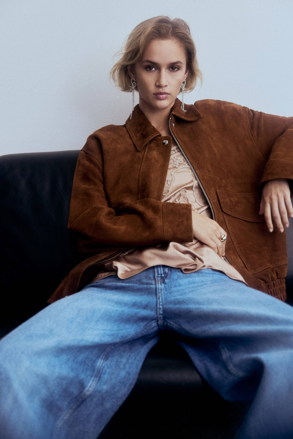 H&M Замшевая куртка, коричневый