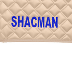Ковры SHACMAN F3000 (экокожа, бежевый, бежевый кант, синяя вышивка)
