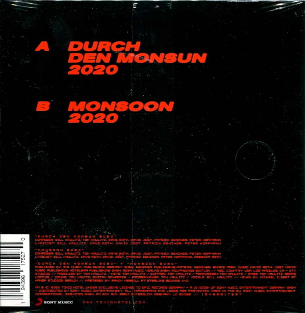 Tokio Hotel / Durch den Monsun 2020, Monsoon 2020 (Limited Edition)(Coloured Vinyl)(7" Vinyl Single)