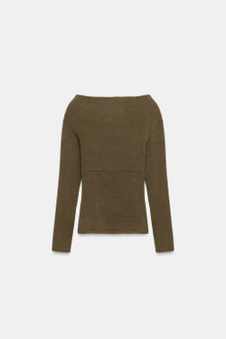 ZARA ДРАПИРОВАННЫЙ ТОП С ЗАПАХОМ, ЗЕЛЕНЫЙ МЕЛАНЖ
