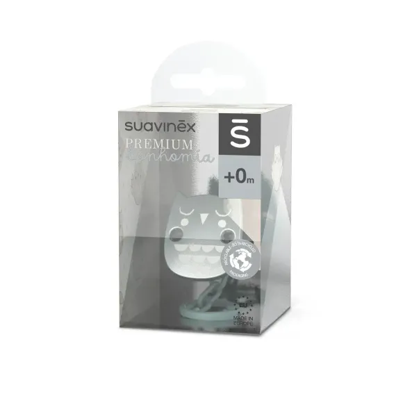Клипса с цепочкой Suavinex Owl для крепления соски-пустышки к одежде Зеленая
