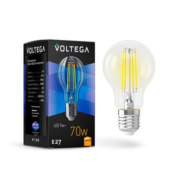 Светодиодная лампа Crystal A60 7W 2800K E27 (7140) VG10-A60E27warm7W-F прозрачная Voltega