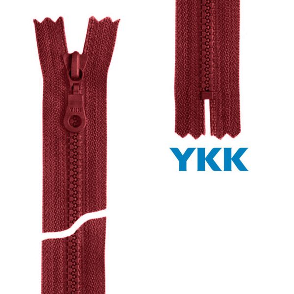 Молния трактор YKK Т5 (5 мм) 1 зам., н/раз., 16 см, цв. 520 т.т.красный, уп.10 шт