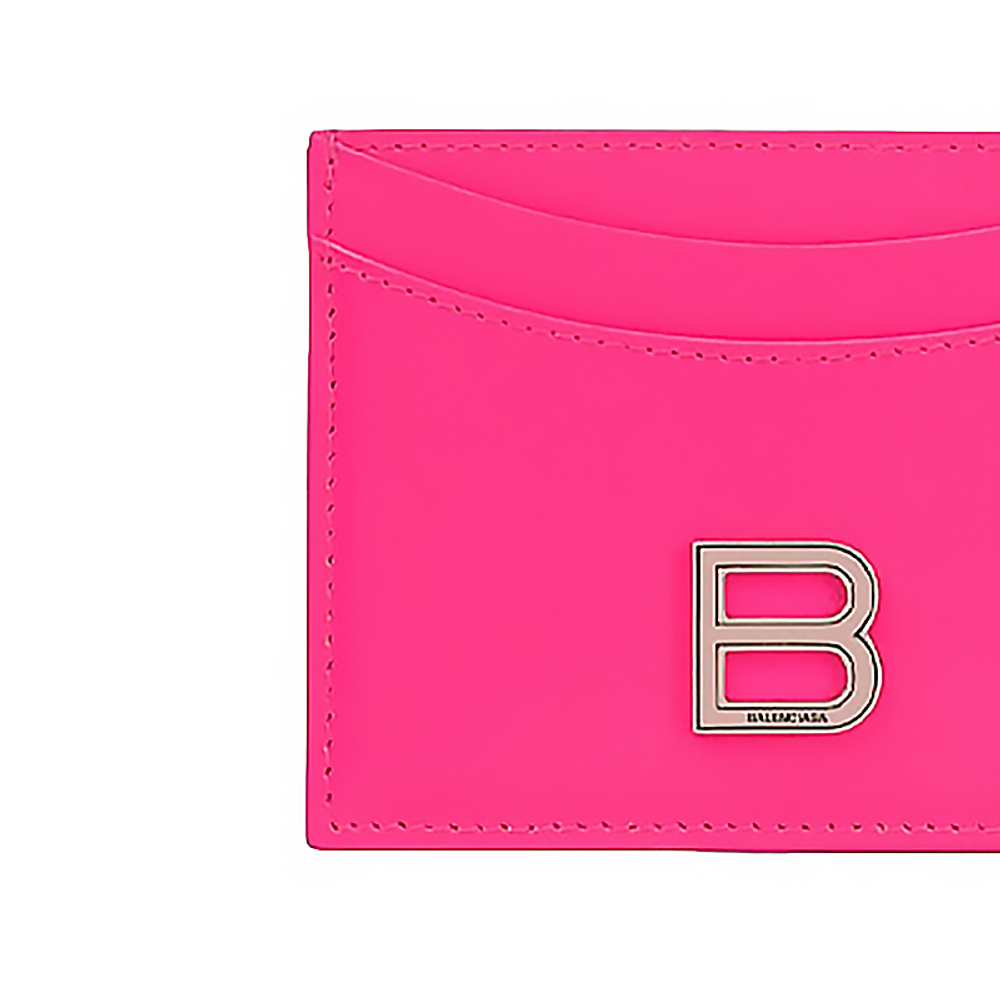 Balenciaga Hourglass Calfskin Card Holder Card Holder Women"s Neon Pink