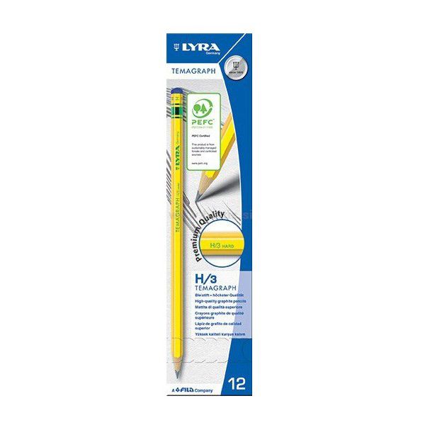 Карандаш чернографитный TEMAGRAPH заточенный Т (H) 12 шт, H, Lyra L1140111