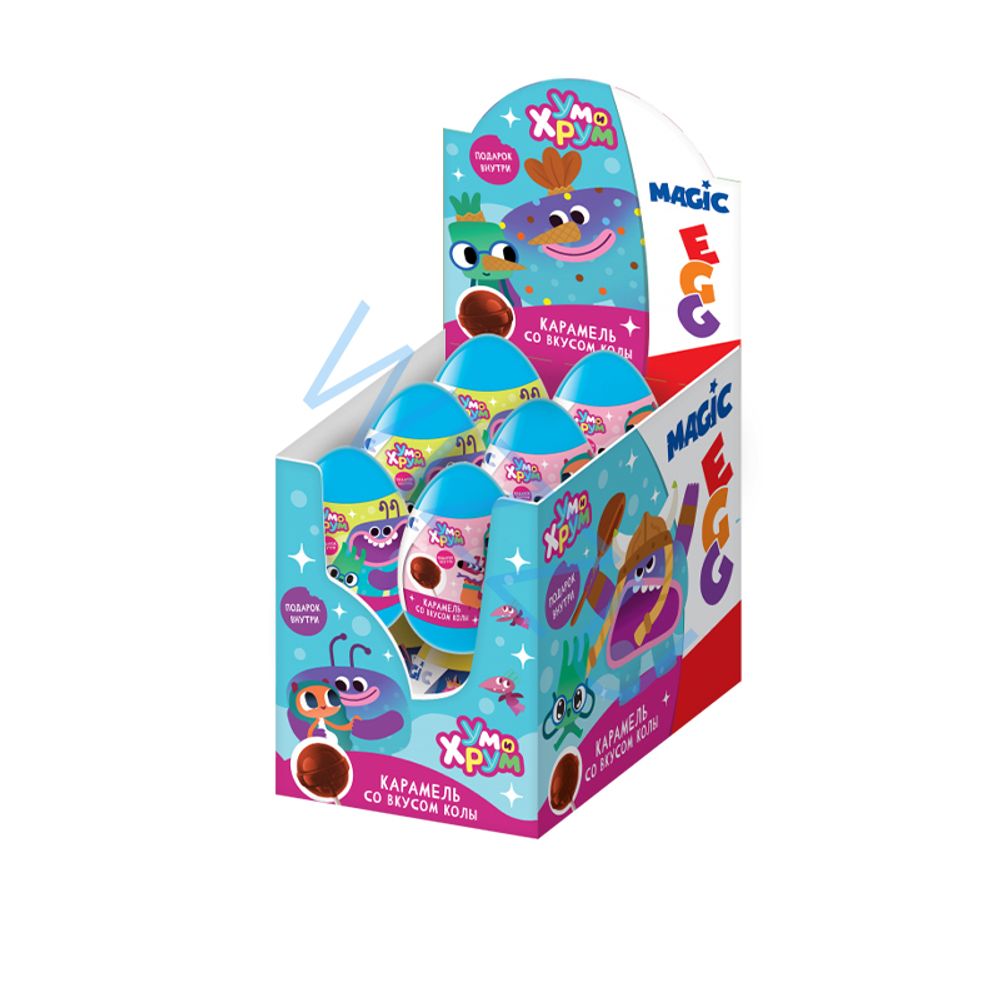 УМ И ХРУМ MAGIC EGG Карамель на палочке в пластиковом яйце с подарком 6/12, 10г.