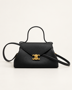 Сумка Celine Flair, чёрная, фактурная кожа — вид спереди
