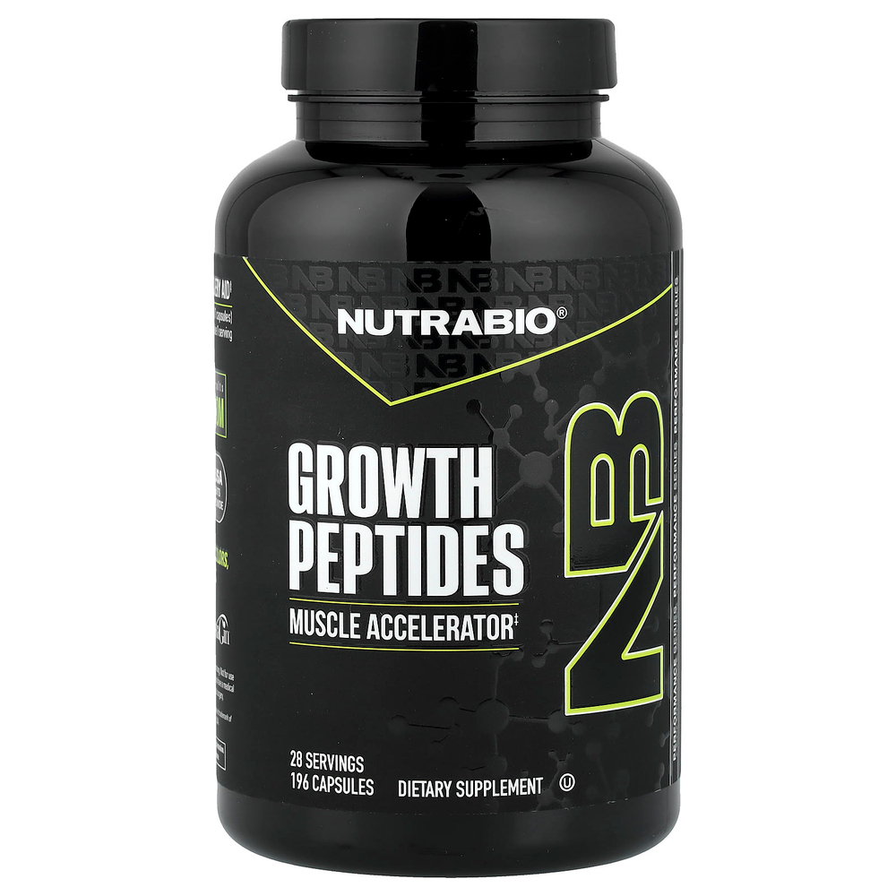 NutraBio, пептиды роста, 196 капсул