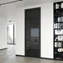 Алюминиевая межкомнатная дверь 1AV чёрная матовая RAL 9005 остеклённая