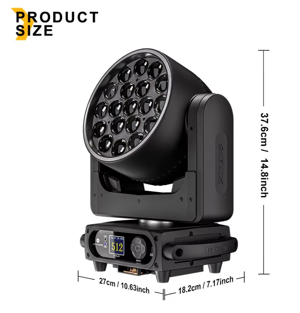 Вращающаяся голова Wash 19x15 RGBW + RGB RING
