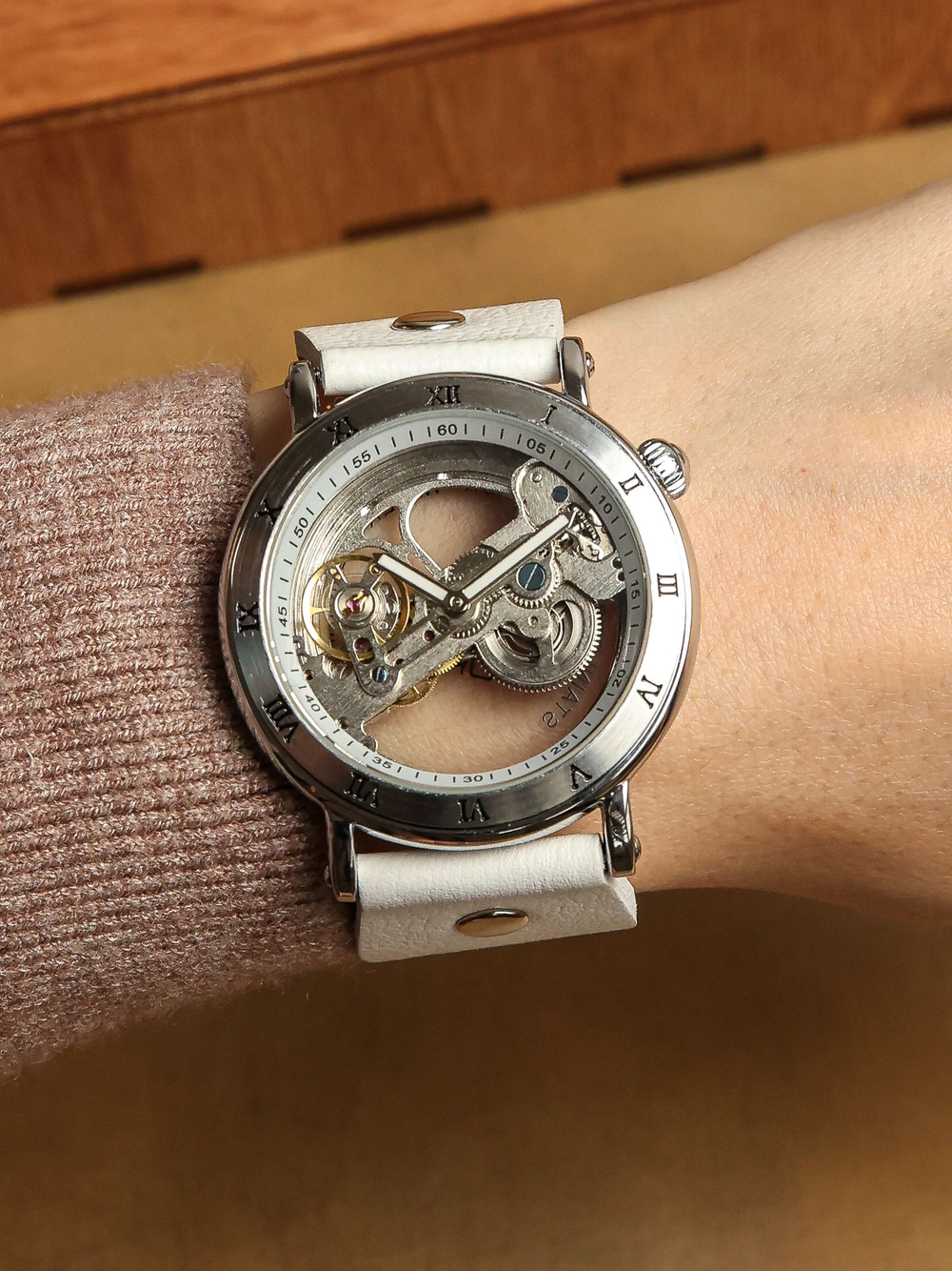 Часы скелетоны механические Power White YOURTIME