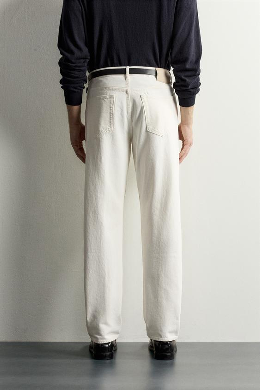 ZARA ДЖИНСЫ STRAIGHT LEG, ЖЕЛТОВАТО-БЕЛЫЙ