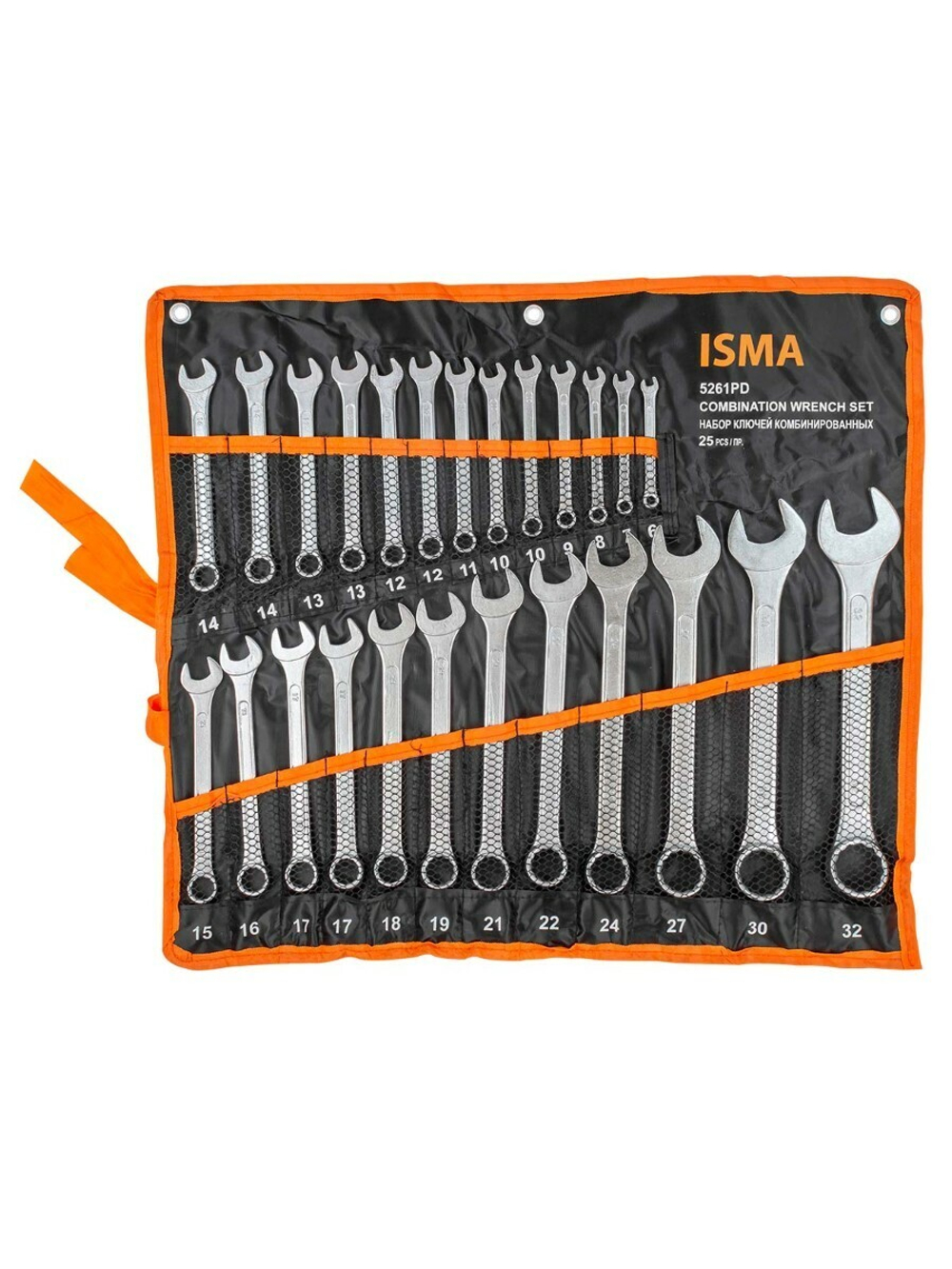 Ключи комбинированные, набор 25пр. (6-32мм) ISMA ISMA-5261PD