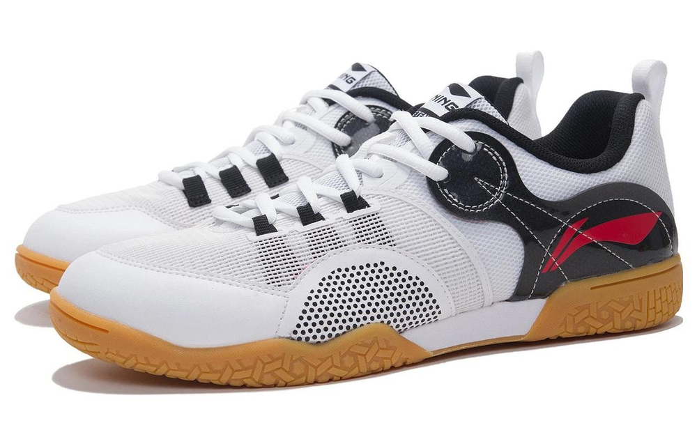 Li Ning Smoothly Glide Slip Resistant Breathable Abrasion Resistant Low top Table Tennis Shoes Men"s White Black Red