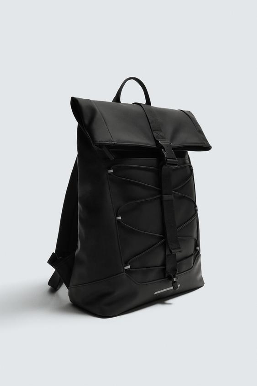 ZARA ПРОРЕЗИНЕННЫЙ РЮКЗАК ИЗ ВЫСОКОТЕХНОЛОГИЧНОЙ ТКАНИ, ЧЕРНЫЙ