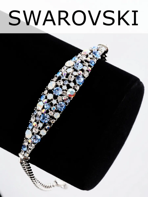 Браслет Россыпь из голубых камней Swarovski