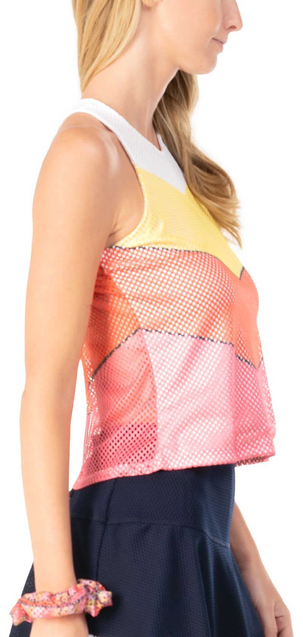 Женский топ теннисный Lucky in Love Palm Island Coco Chevron Tank - guava