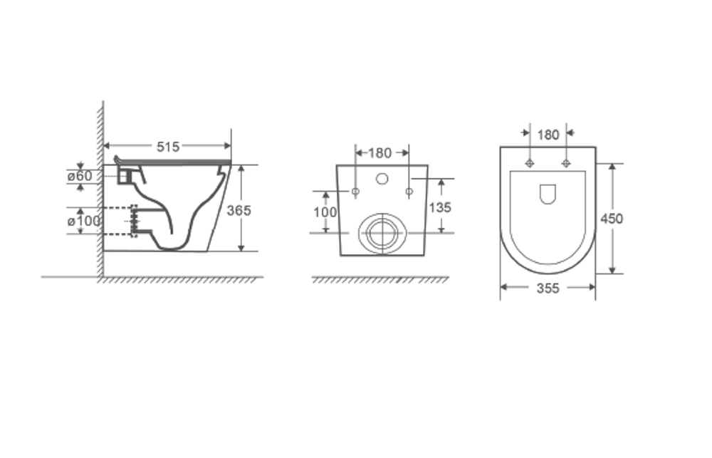 Унитаз подвесной безободковый DK Venice (DT1026025)