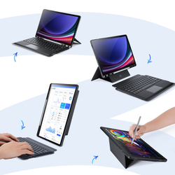 Защитный чехол подставка с клавиатурой (RUS) от Dux Ducis для Samsung Tab S10+, S9+ и S9 FE+, серия DK Series Keyboard, русская клавиатура с подсветкой