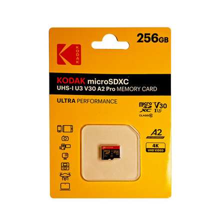 Карта памяти Kodak Ultra Performance 256GB microSDXC UHS-I U3 V30 A2, R/W 100/85 МБ/с