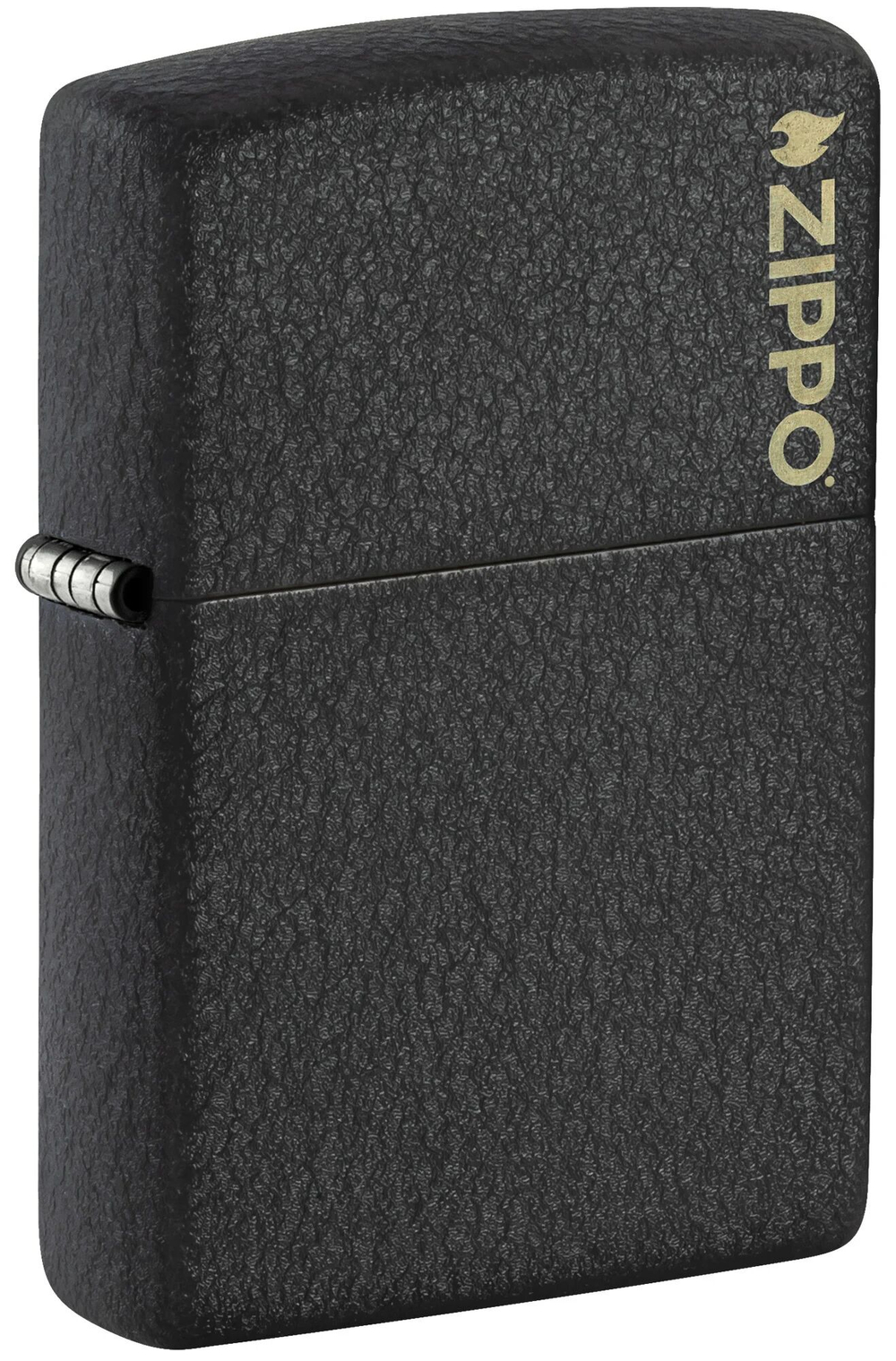 Зажигалка ZIPPO Logo с покрытием Black Crackle, латунь/сталь, чёрная, матовая, 38x13x57 мм, шт