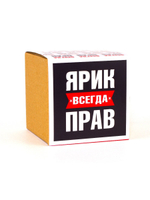 Кружка именная сувенир подарок с приколом Ярик всегда прав, другу, брату, парню, коллеге, мужу