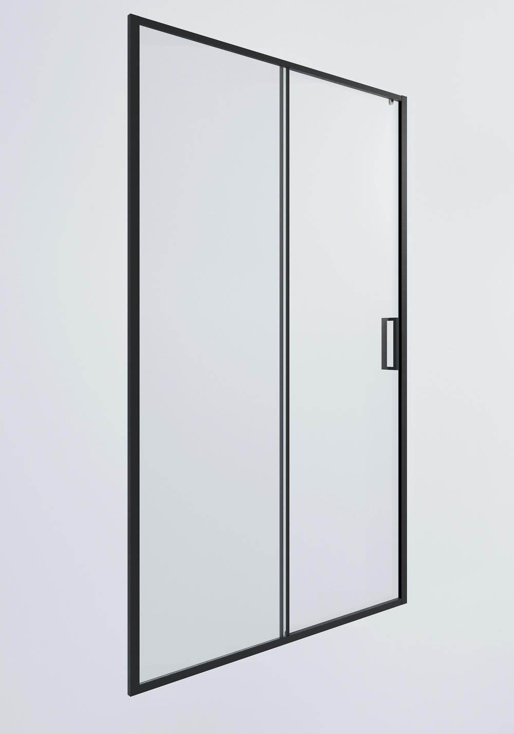 Душевая дверь Timo TD-150/03C-6, раздвижная 195*150, профиль черный, стекло прозрачное 6 мм