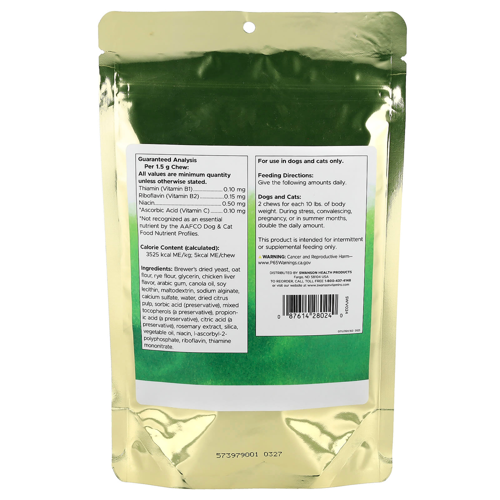 Swanson Vitamins, формула с пивными дрожжами, для кошек и собак, 160 жевательных таблеток, 240 г (8,5 унции)