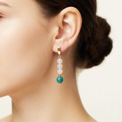 Серьги — розовый кварц, амазонит