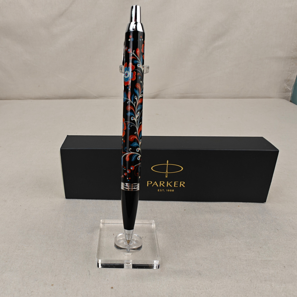 Ручка коллекционная шариковая Parker IM №0163 "Цветы России" с ручной росписью в коробке