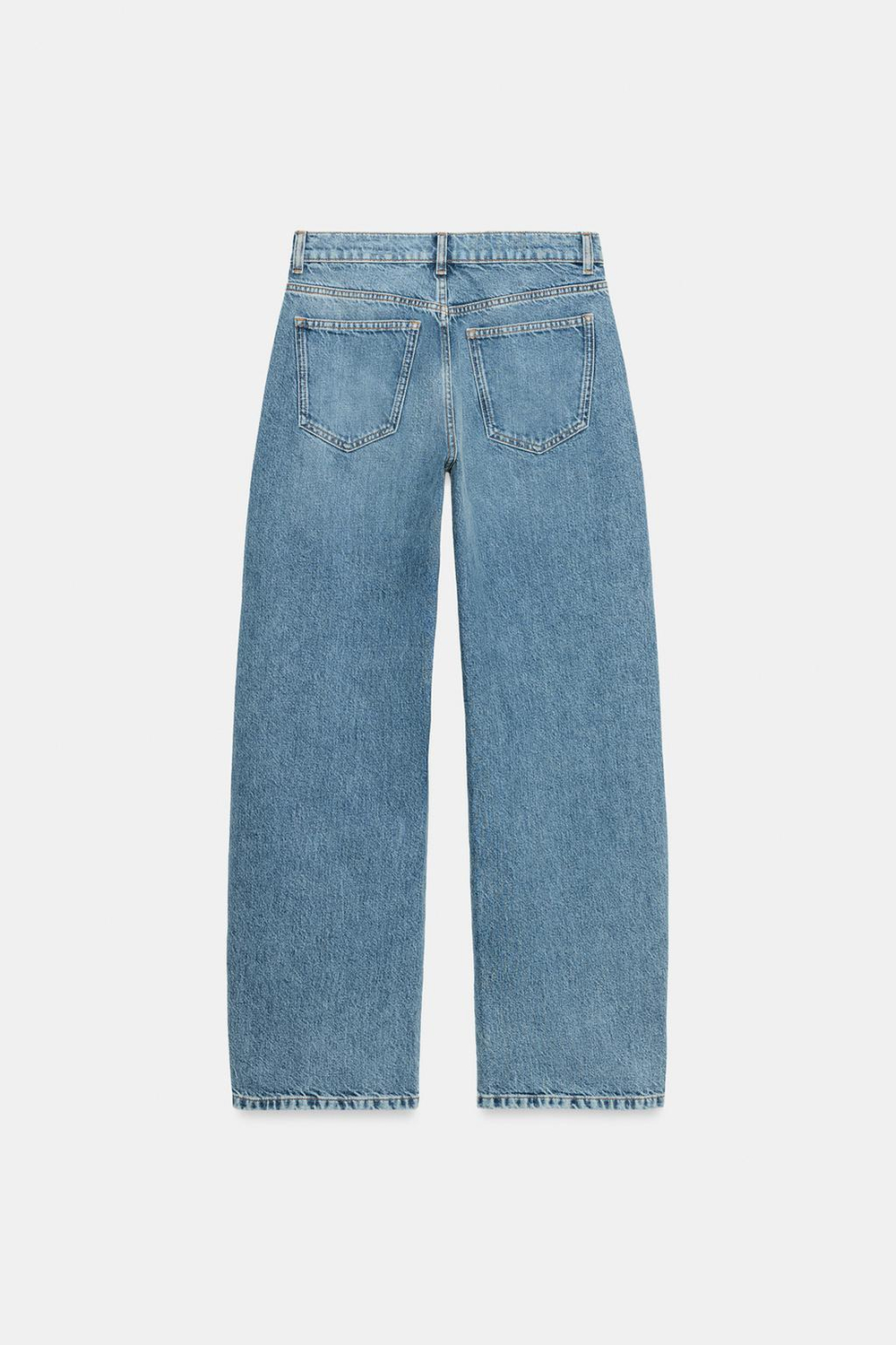 ZARA ДЖИНСЫ CURVED STRAIGHT СО СРЕДНЕЙ ПОСАДКОЙ — ZW COLLECTION, ВЫЦВЕТШИЙ СИНИЙ